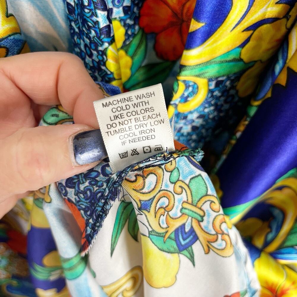 Her Destiny Colorful Satin Print midi Maxi Full Skirt High-waisted Sz M Bow - Picture 7 of 11